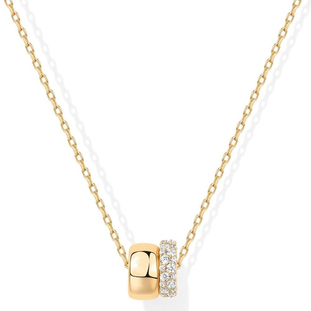 14K Gold Plated Cubic Zirconia Rondelle Pendant Necklace for Women | Two-Toned D
